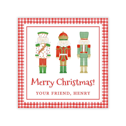 Holiday Gift Tags or Stickers for Kids - Nutcrackers (Red)
