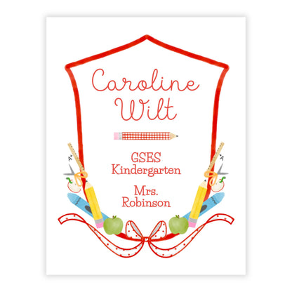 PRINTABLE Binder Cover - School Crest with Bow (Red)