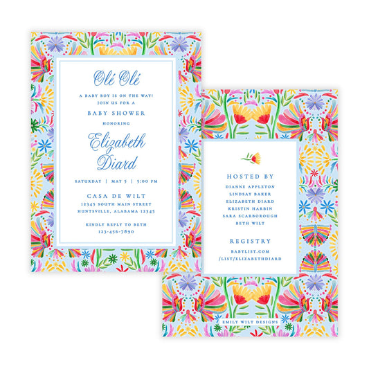 Fiesta Baby Shower Invitations - Blue