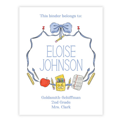 PRINTABLE Binder Cover - Back to School Crest (Blue)