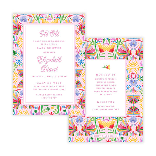 Fiesta Baby Shower Invitations - Pink