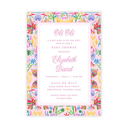 Fiesta Baby Shower Invitations - Pink