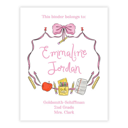 PRINTABLE Binder Cover - Back to School Crest (Pink)