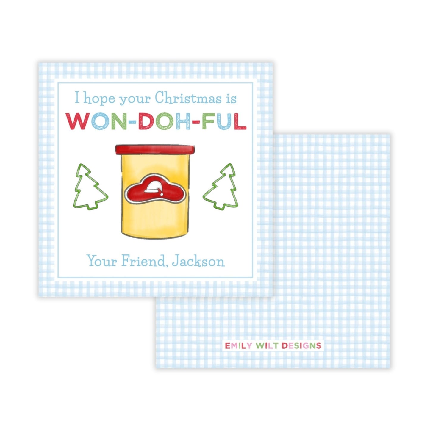 Holiday Gift Tags or Stickers for Kids - Holiday Doh (Blue)