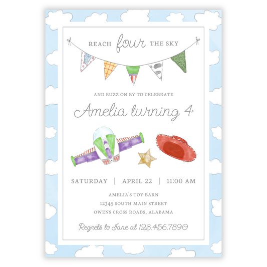 Toy Birthday Party Invitations - Girl