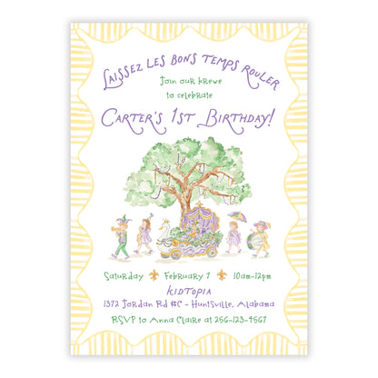 Mardi Gras Birthday Invitation for Kids