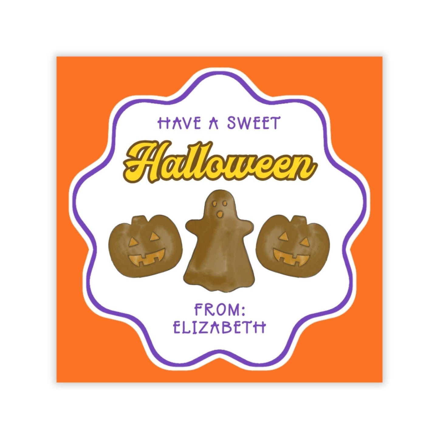 Kids Personalized Halloween Treat Tag - Peanut Butter Chocolate Candy