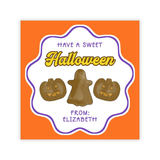 Kids Personalized Halloween Treat Tag - Peanut Butter Chocolate Candy