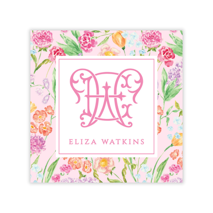Genevieve's Garden Frame Monogram Gift Tag (Pink)