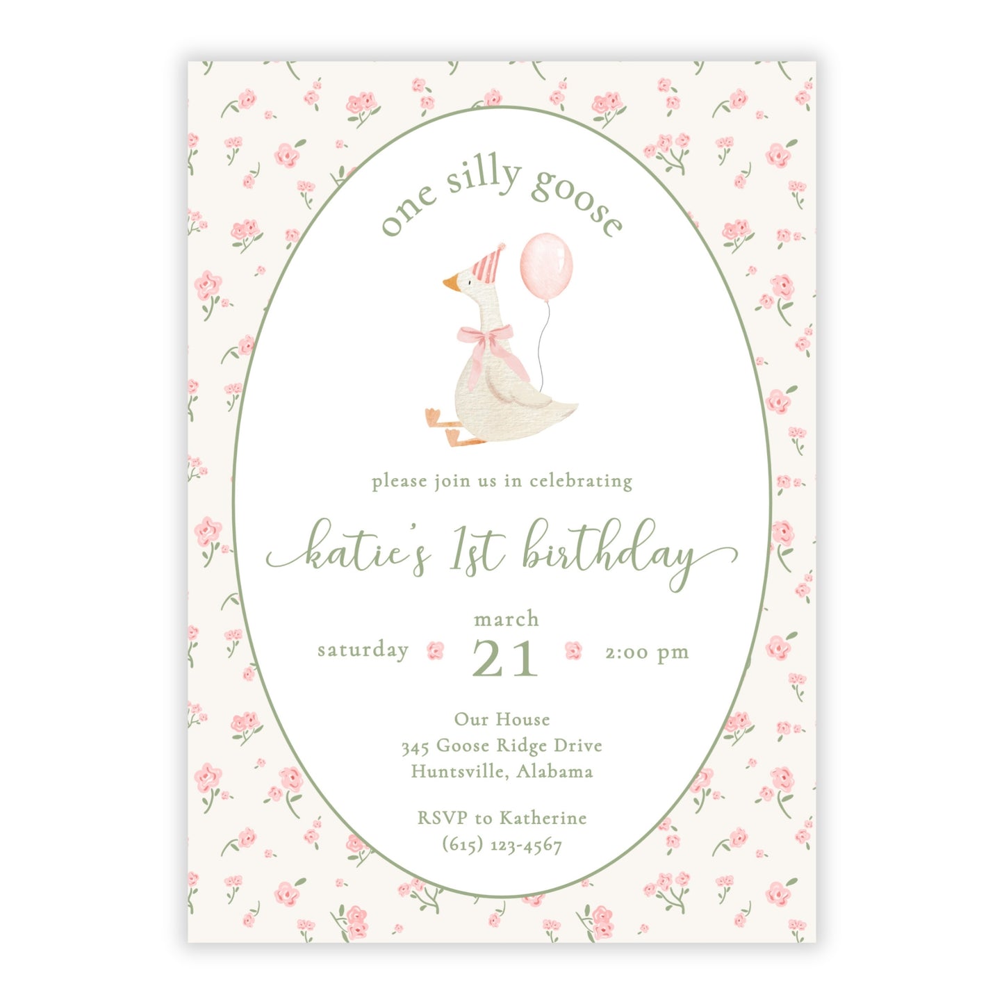 One Silly Goose First Birthday Invitation