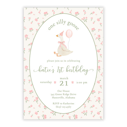One Silly Goose First Birthday Invitation