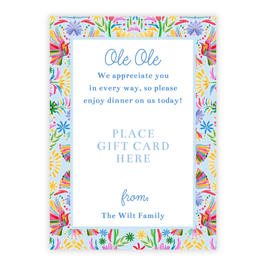 PRINTABLE Teacher Gift Card Holder - Fiesta, Dinner on Us