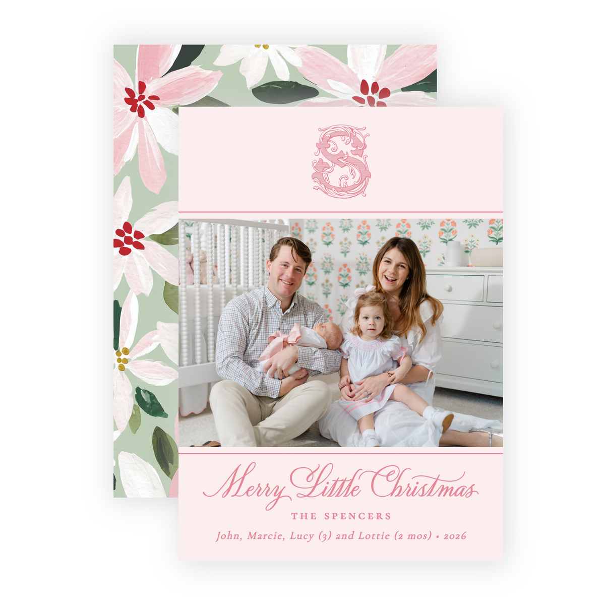 Christmas Photo Card - Blushing Poinsettias 4