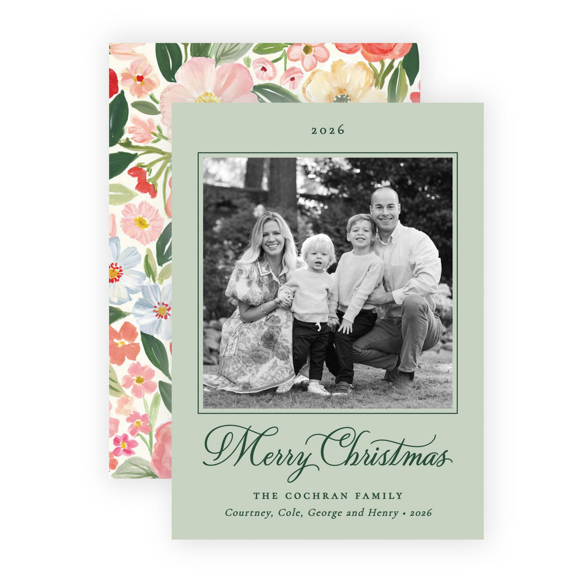 Christmas Photo Card - Merry Blooms 1