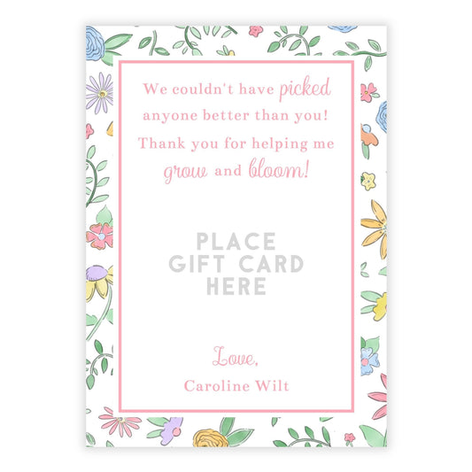 PRINTABLE Teacher Gift Card Holder - Bloom, Pink