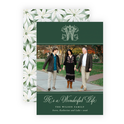 Christmas Photo Card - White Poinsettias 2