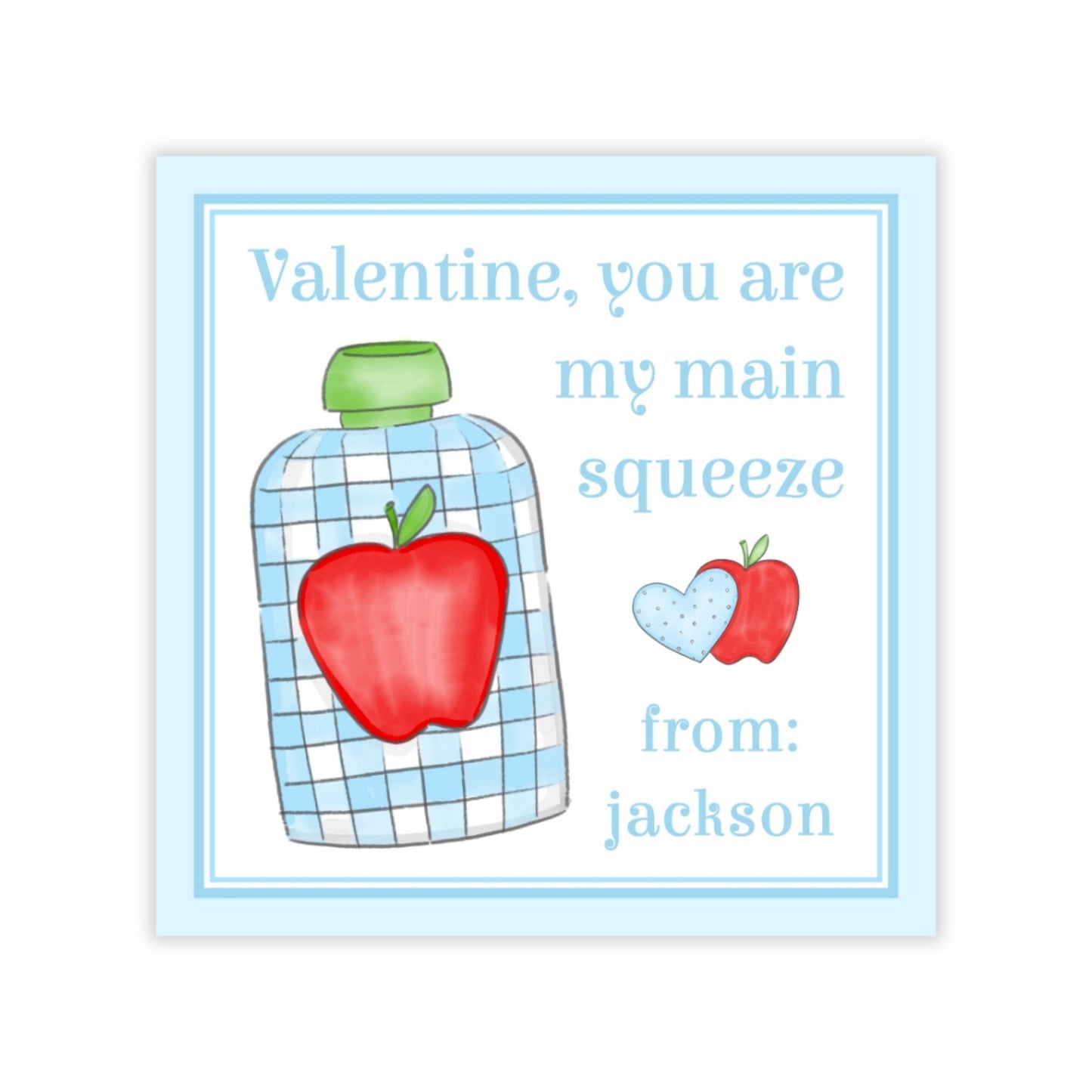 Apple Sauce Pouch Valentine (Blue)