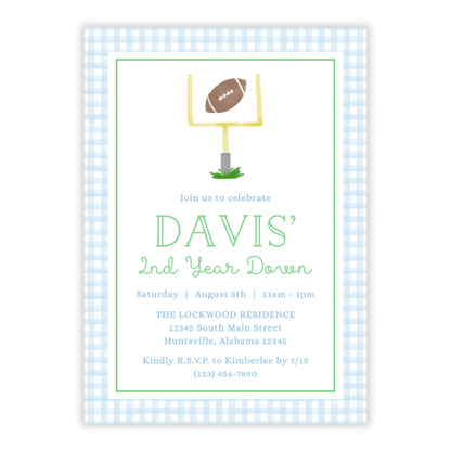 Football Birthday Invitation (Gingham)