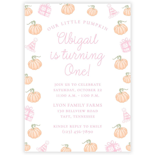 Pumpkin Party Invitations (Pink)