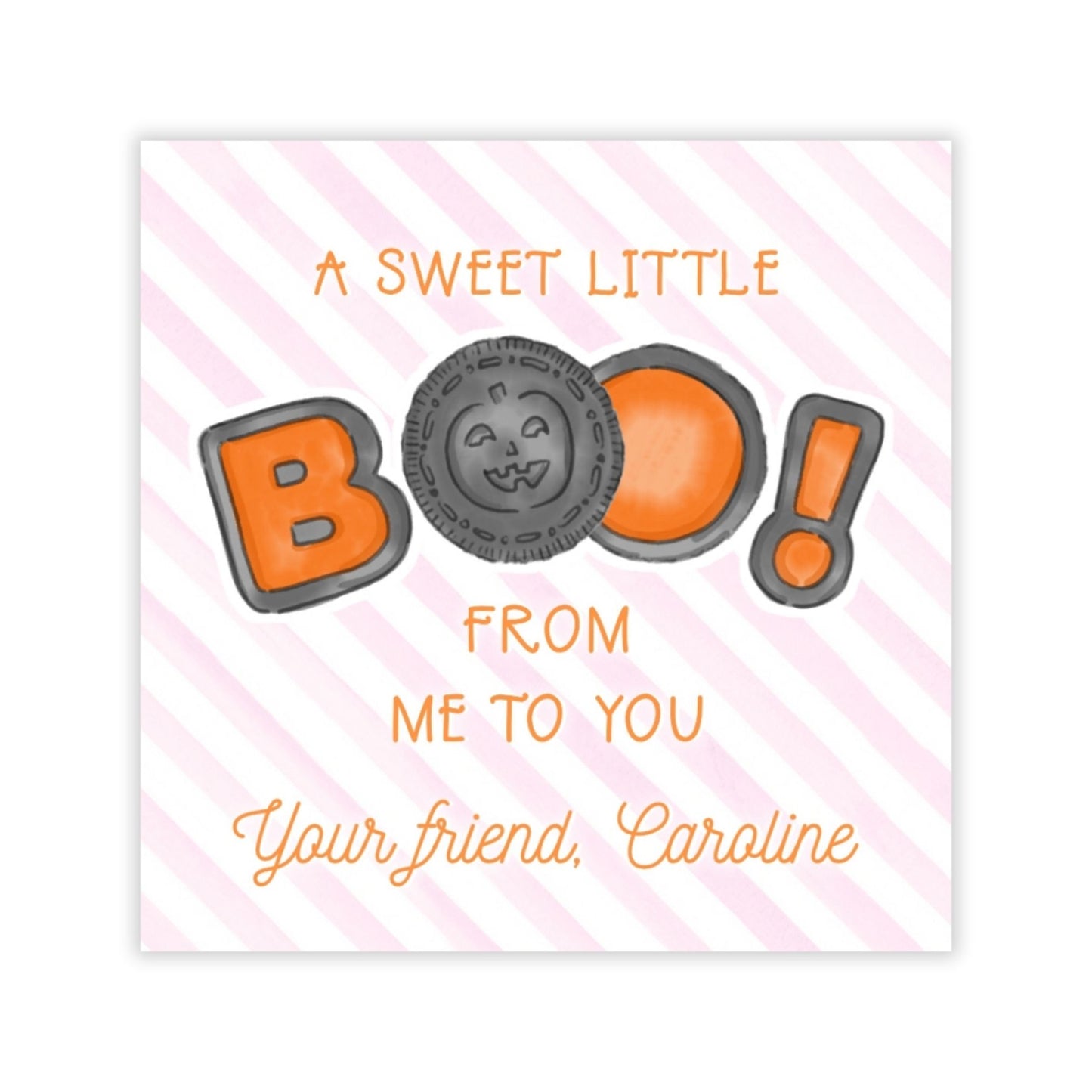 Kids Personalized Halloween Treat Tag - BOO Cookies (Pink)