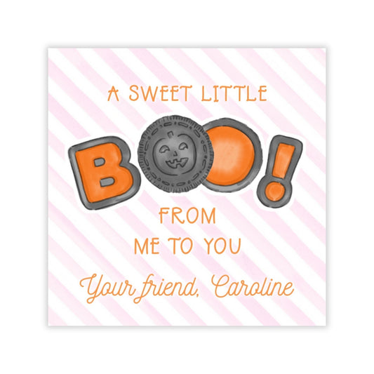 Kids Personalized Halloween Treat Tag - BOO Cookies (Pink)