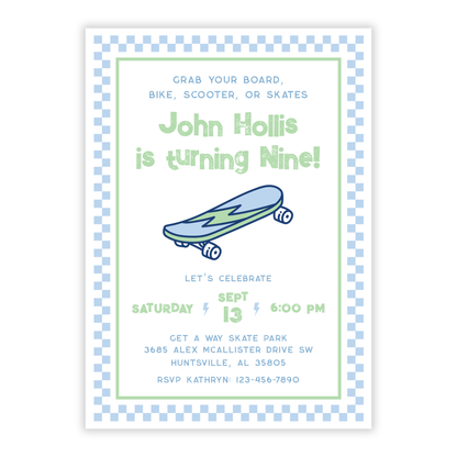 Skateboard Birthday Invitations