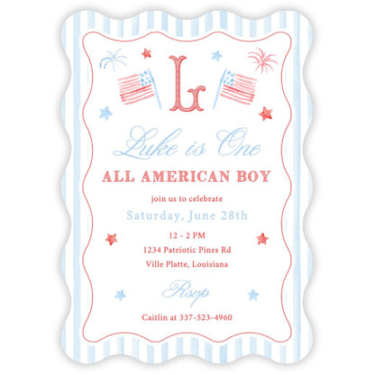 One All American Boy First Birthday Invitation