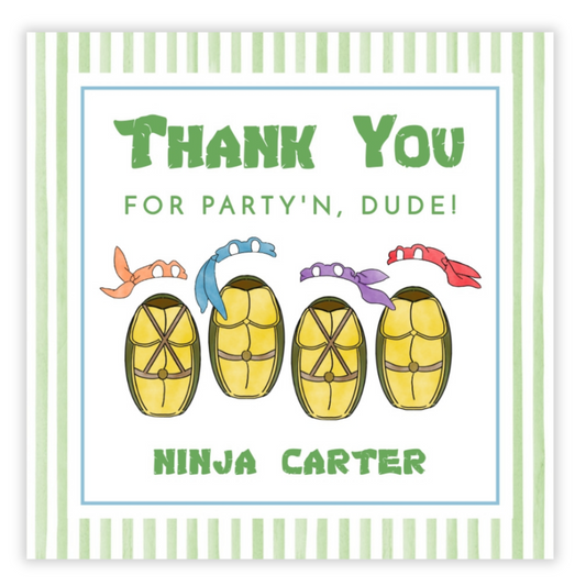 Karate Turtles Birthday Favor Tags