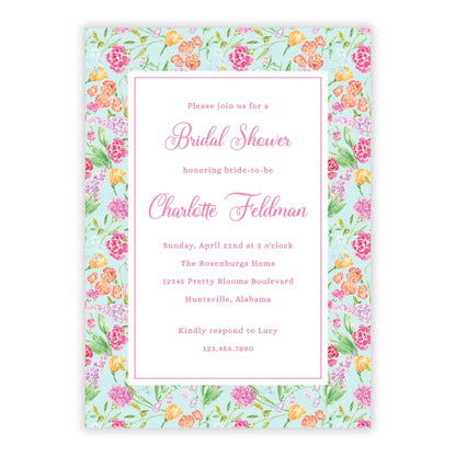 Genevieve's Garden Frame Bridal Shower Invitations (Mint)