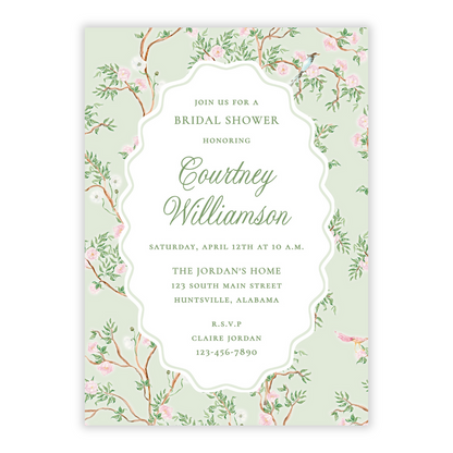 Spring Chinoiserie Bridal Shower Invitations