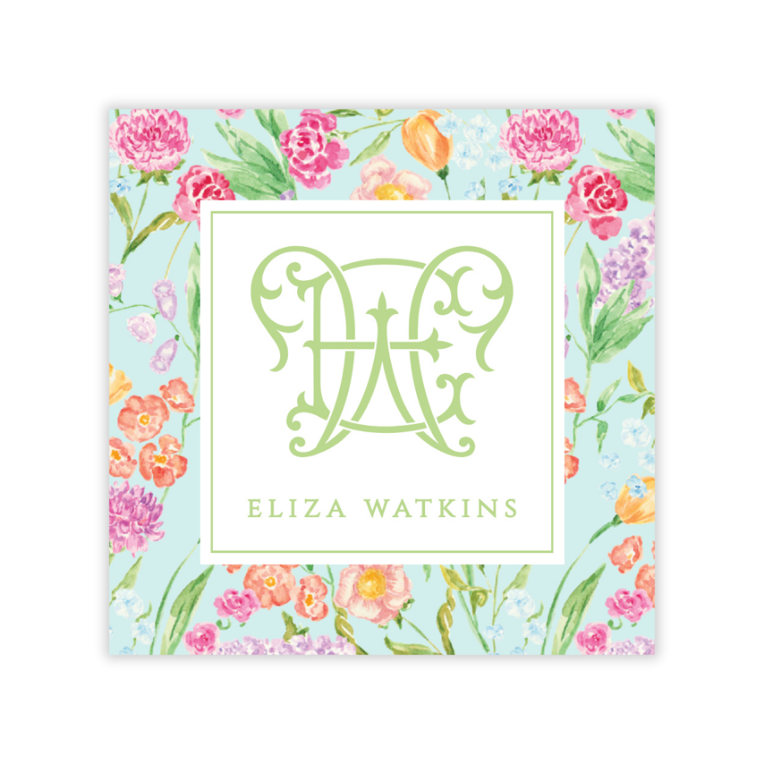 Genevieve's Garden Frame Monogram Gift Tag (Mint)