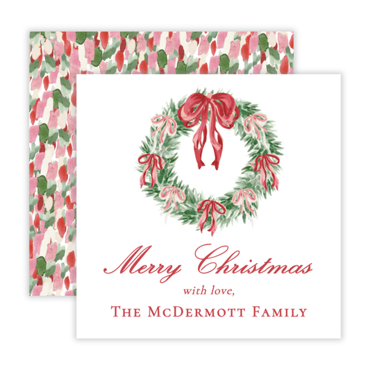Holiday Gift Tags or Stickers - Tied with a Bow Decorated Wreath