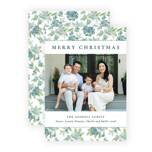 Christmas Photo Card - Blue Botanicals 2