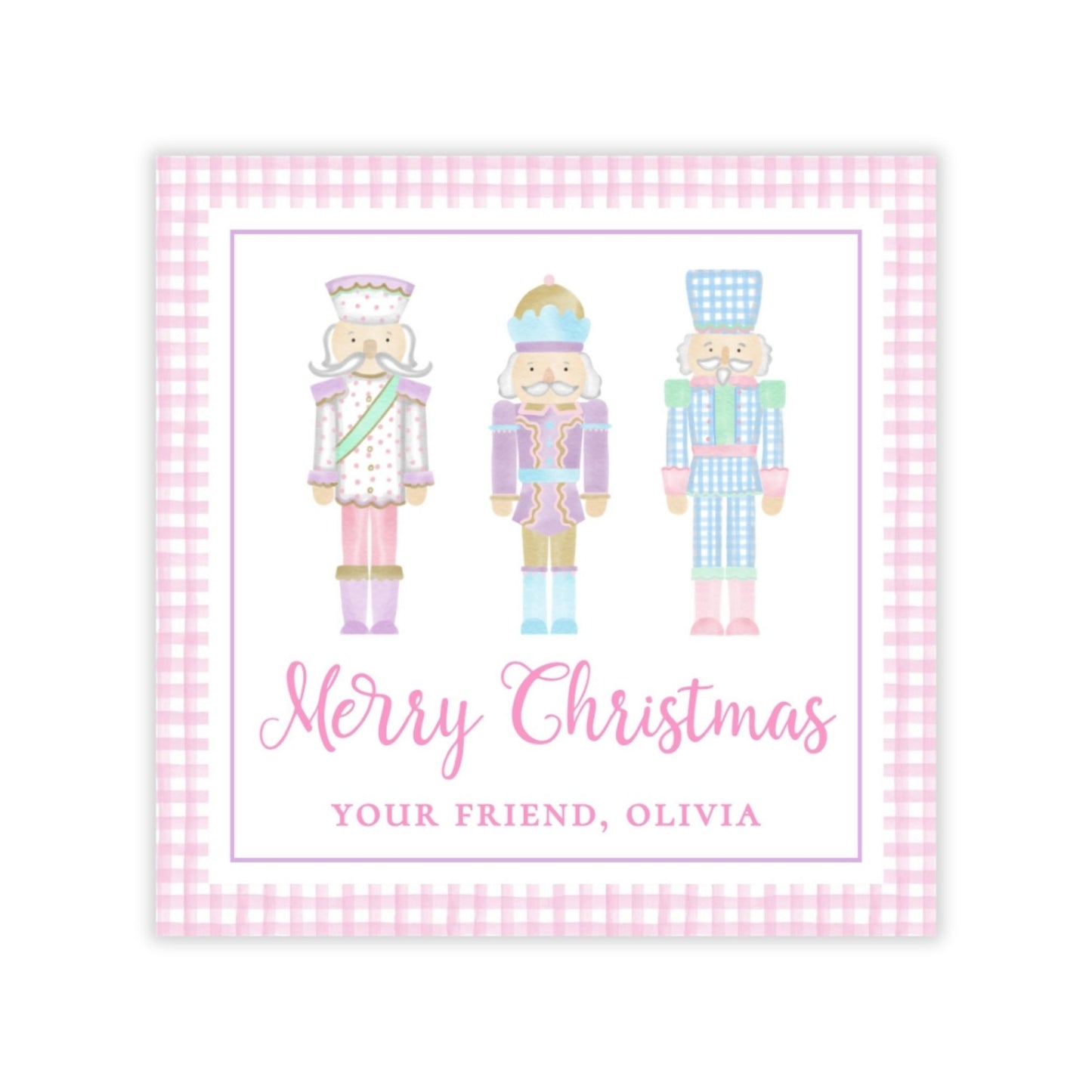 Holiday Gift Tags or Stickers for Kids - Nutcrackers (Pink)