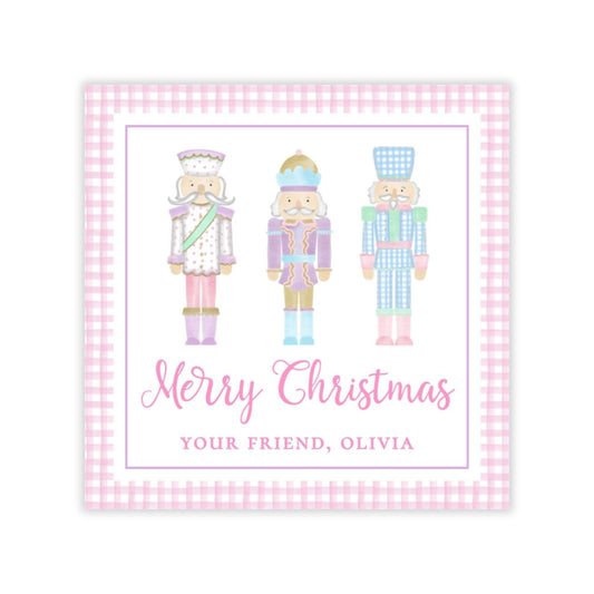 Holiday Gift Tags or Stickers for Kids - Nutcrackers (Pink)