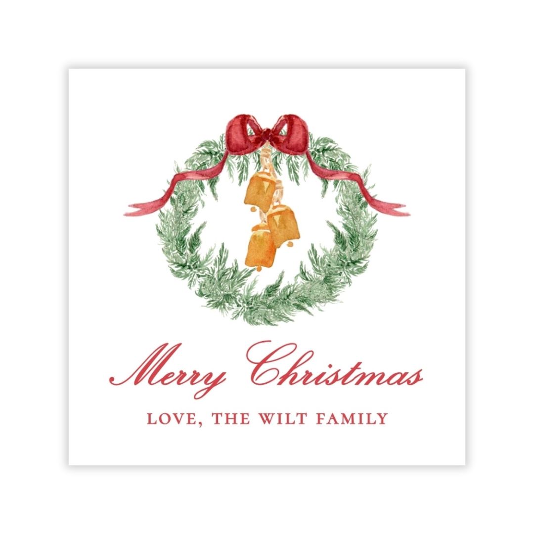 Holiday Gift Tags or Stickers - Traditional Glam, Wreath