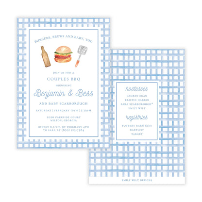 BBQ Baby Shower Invitations - Blue