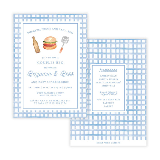 BBQ Baby Shower Invitations - Blue