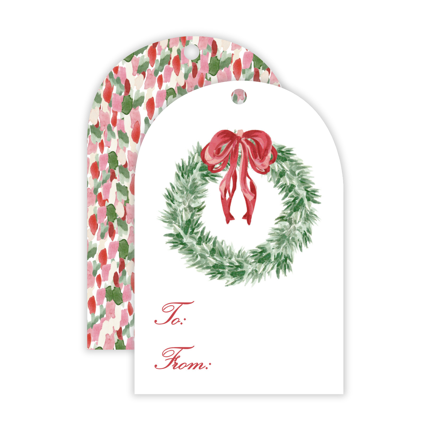 Holiday Gift Tags - Tied with a Bow Wreath - Arch Hang Tags
