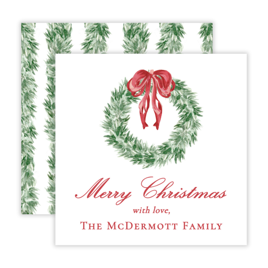 Holiday Gift Tags or Stickers - Tied with a Bow Wreath