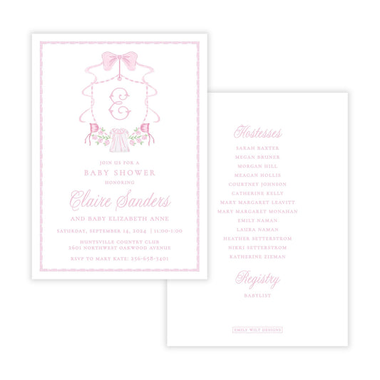 Heirloom Baby Shower Invitations - Pink