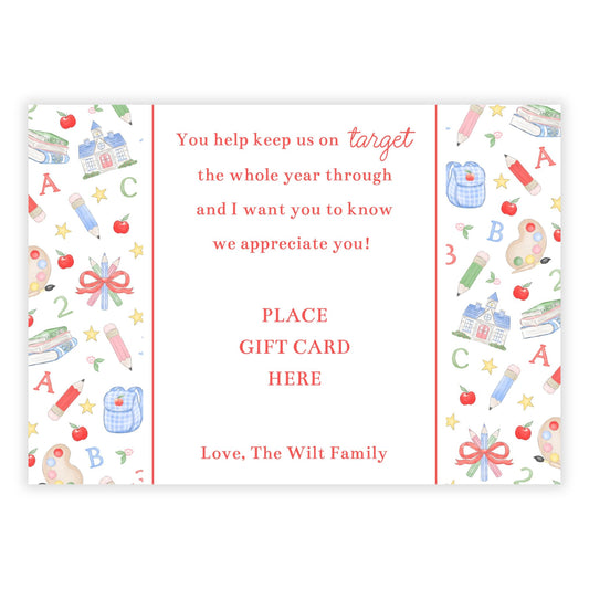 PRINTABLE Teacher Gift Card Holder - Preppy School Days, On Target