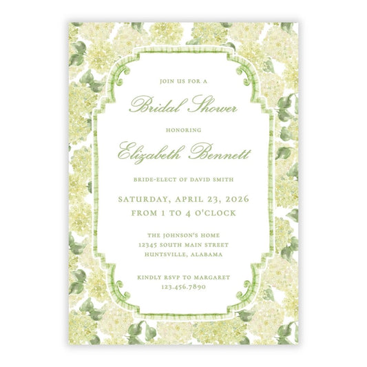 Limelight Hydrangea Bridal Shower Invitations (Pattern)