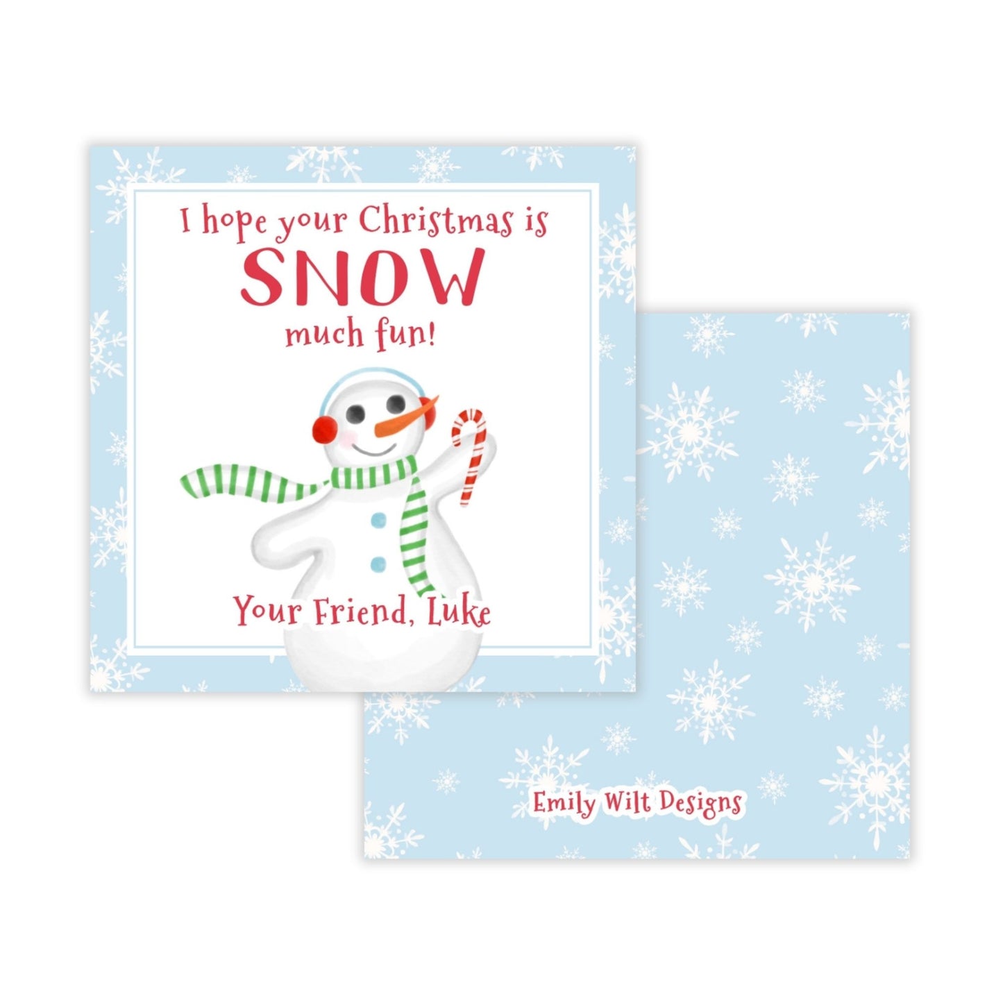 Holiday Gift Tags or Stickers for Kids - Snow Much Fun (Blue)