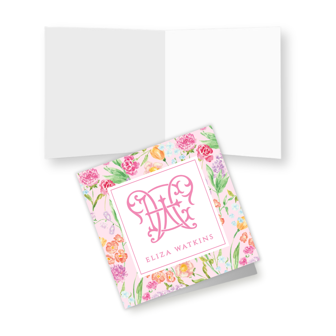 Genevieve's Garden Pink Personalized Folded Gift Tags with Envelopes