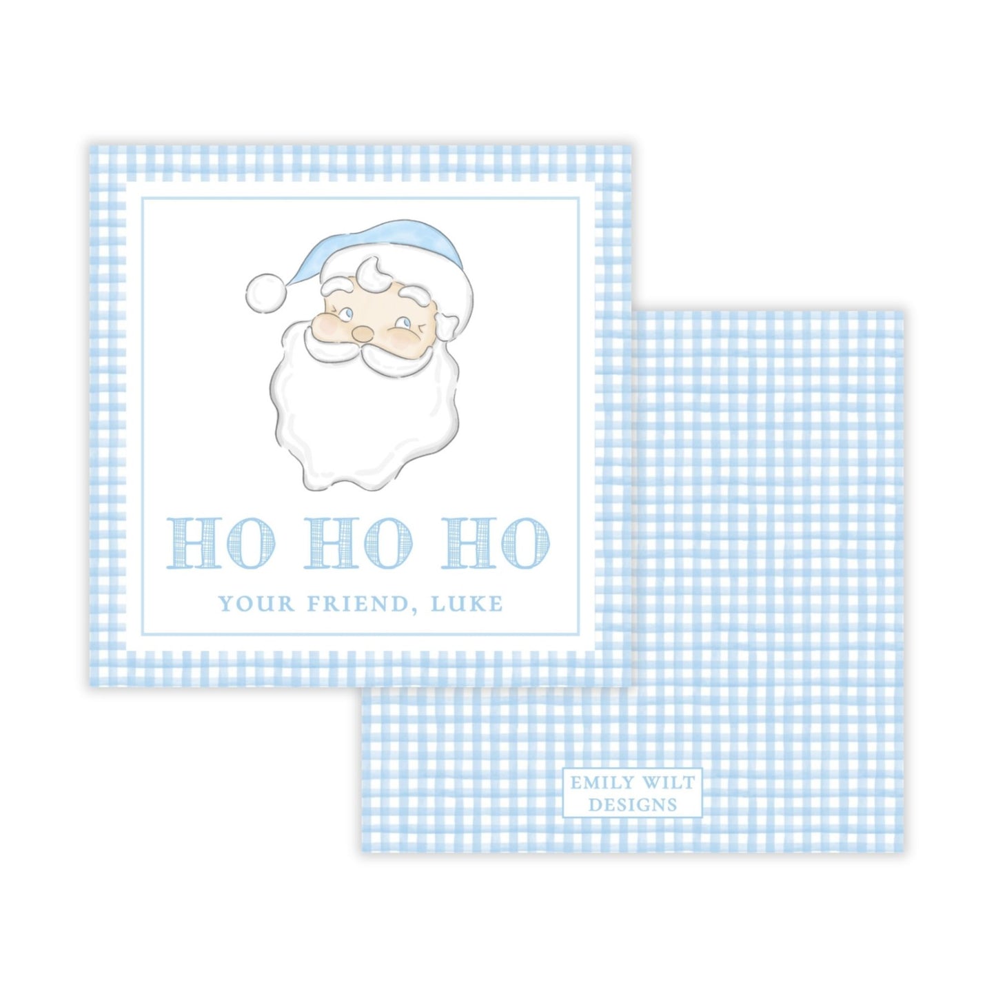 Holiday Gift Tags or Stickers for Kids - Santa (Blue)