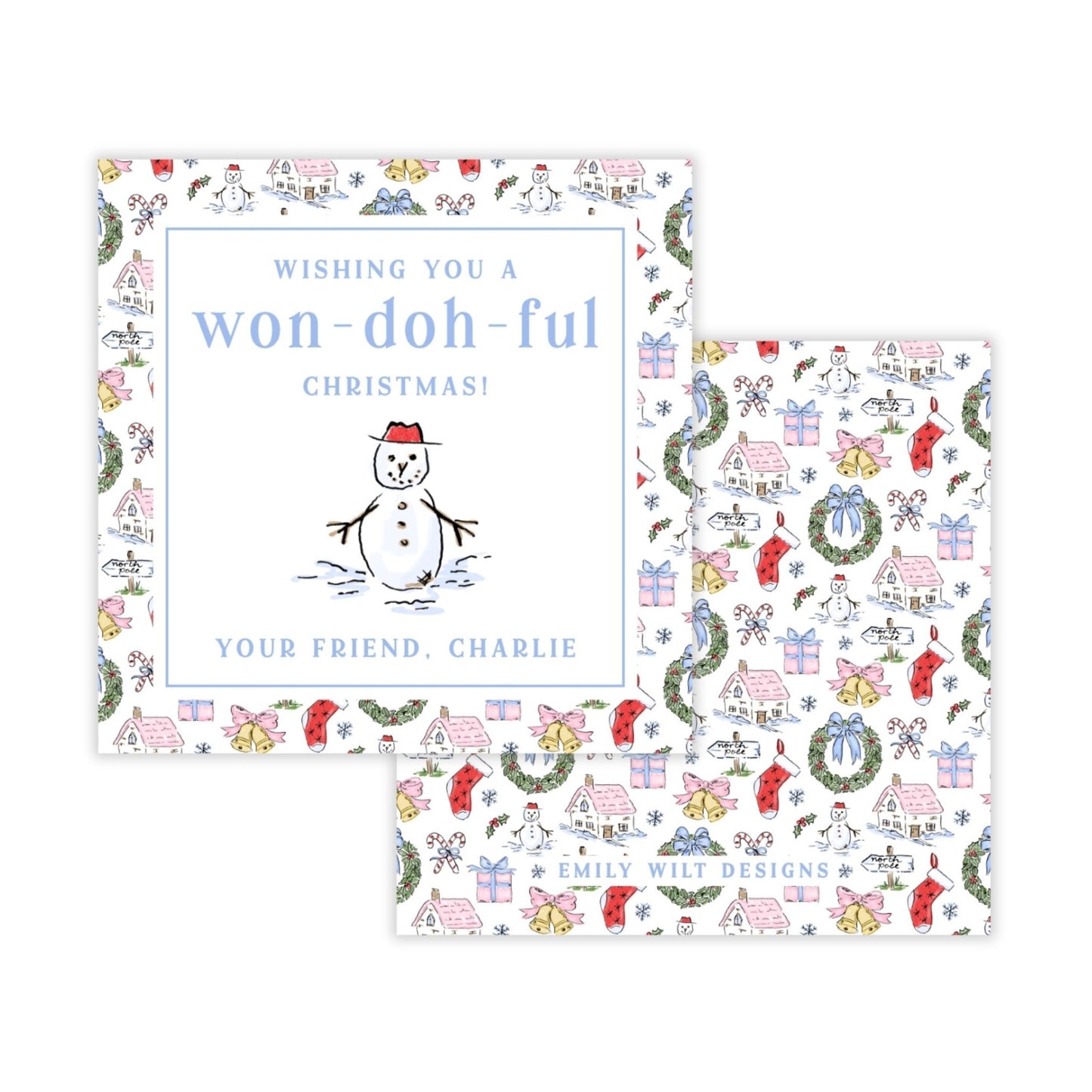 Holiday Gift Tags or Stickers for Kids - Snowman Doh