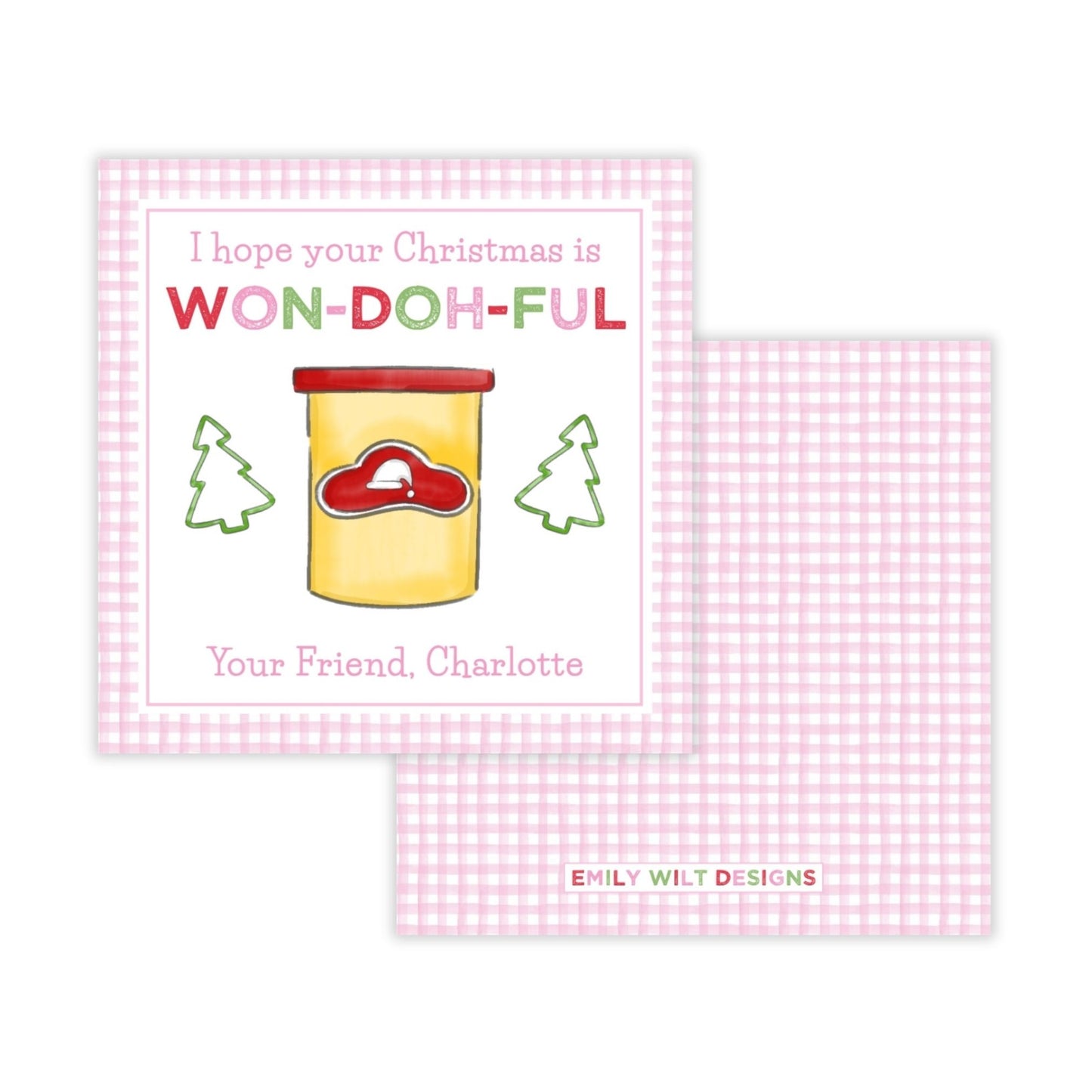 Holiday Gift Tags or Stickers for Kids - Holiday Doh (Pink)
