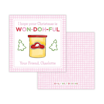 Holiday Gift Tags or Stickers for Kids - Holiday Doh (Pink)
