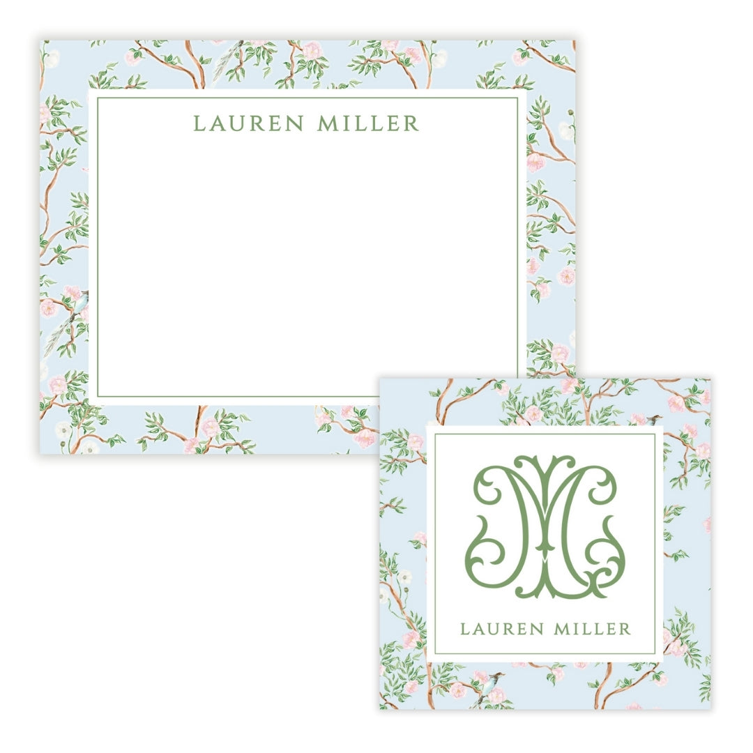 Spring Chinoiserie Blue Floral Mother’s Day Stationery Gift Set (Custom Bundle)
